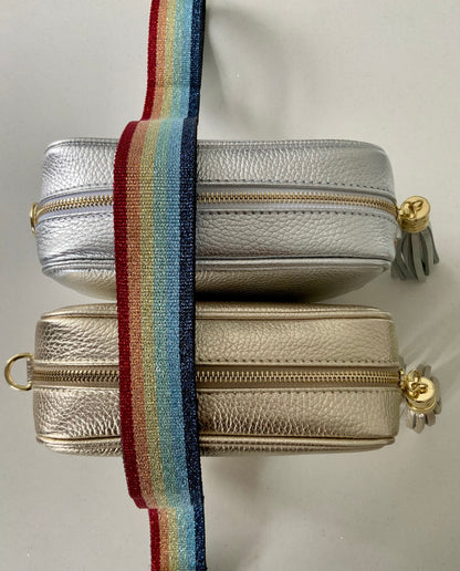 Gold Leather Tassel Cross Body Bag