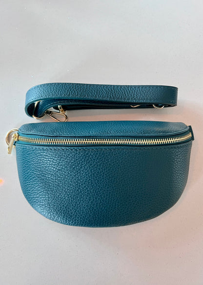 Dark Teal Leather Bum Bag