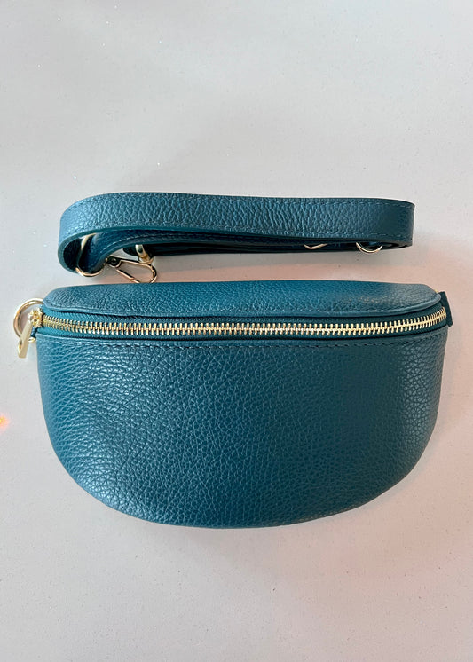Dark Teal Leather Bum Bag