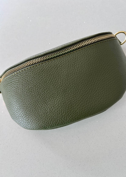 Khaki Leather Bum Bag