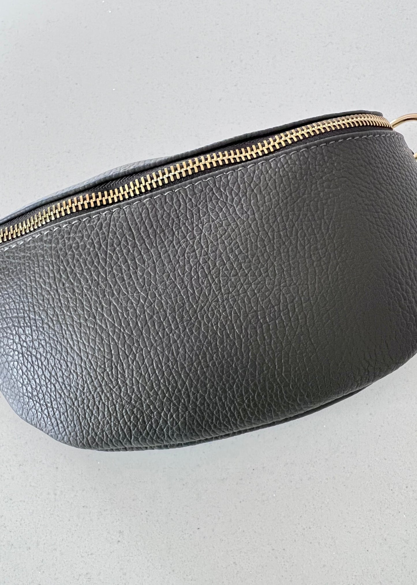 Dark Grey Leather Bum Bag