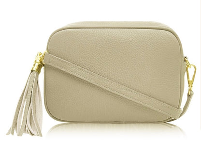 Sky Blue Leather Tassel Cross Body Bag