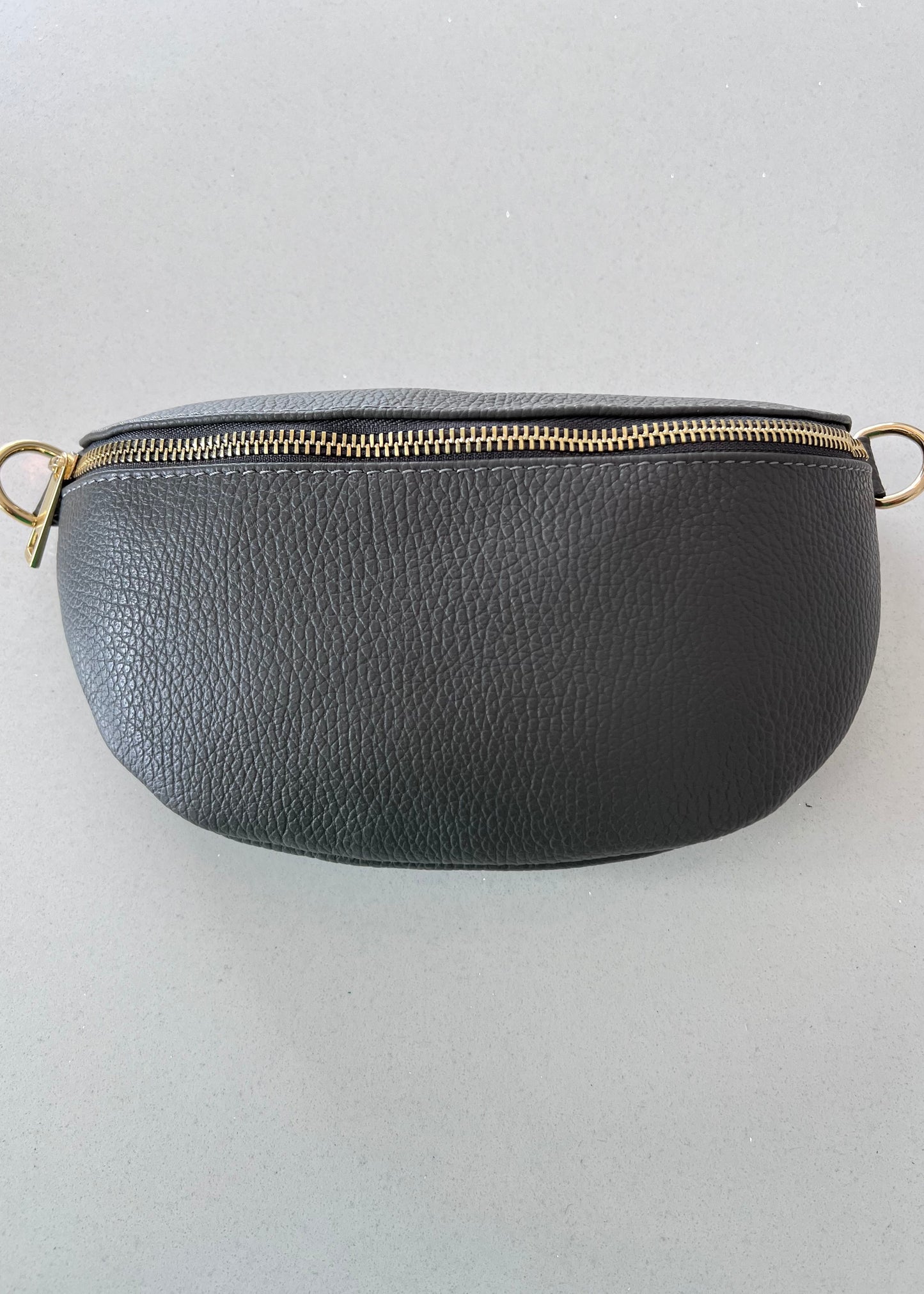 Dark Grey Leather Bum Bag