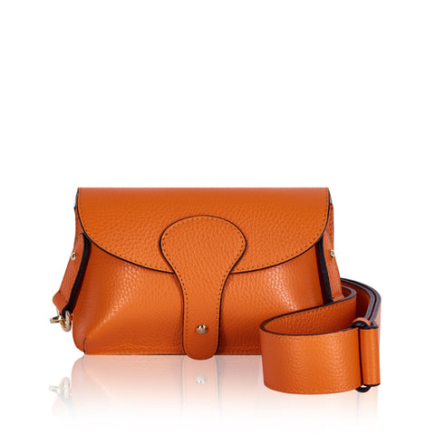 Orange Mini Leather Cross Body Bag