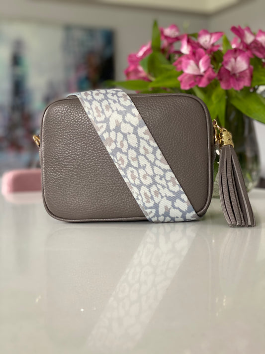 Cinder Leather Tassel Cross Body Bag