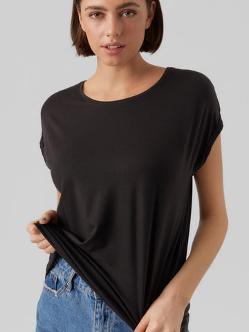 Black Vero Moda Cap Sleeve T Shirt