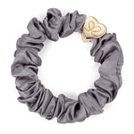 Gold Heart Silk Scrunchie Olive