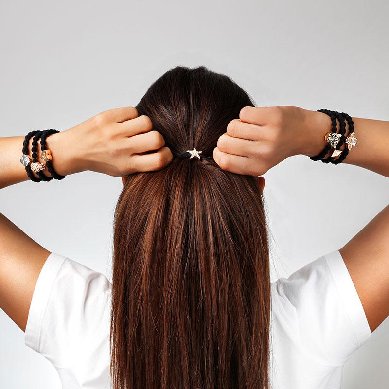 Red Metallic Gold Heart Elastic Hair or Wrist Band