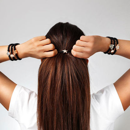 Red Metallic Gold Heart Elastic Hair or Wrist Band