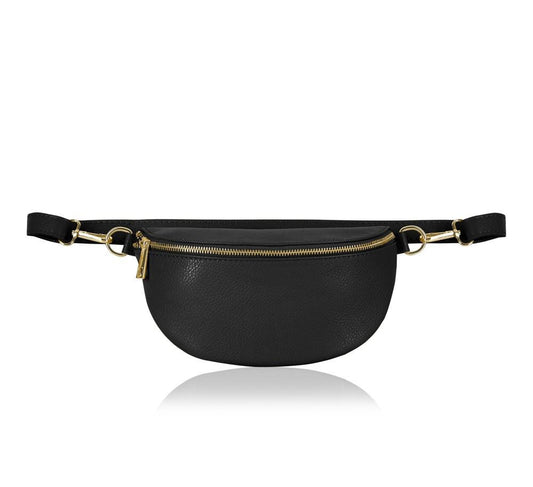 Black Leather Bum Bag