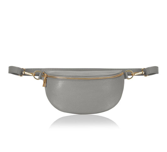 Light Grey Leather Bum Bag