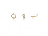 3 Pack of Gem Encrusted Stud Earrings  (Gold or Silver)