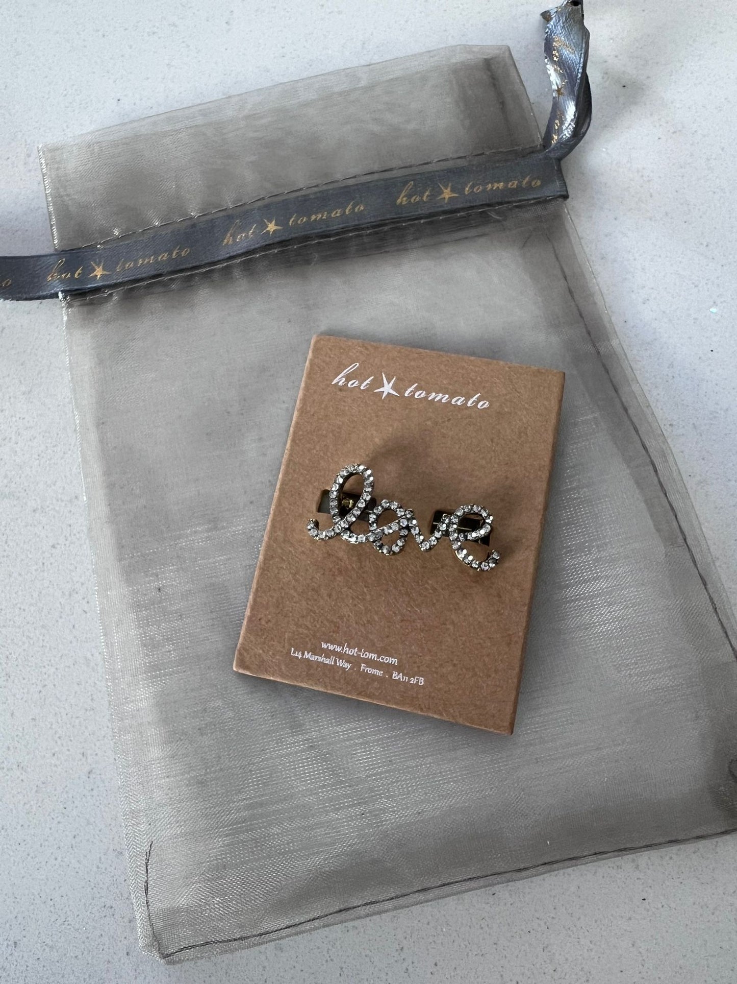 Silver/Diamanté FLORAL Hair Clip