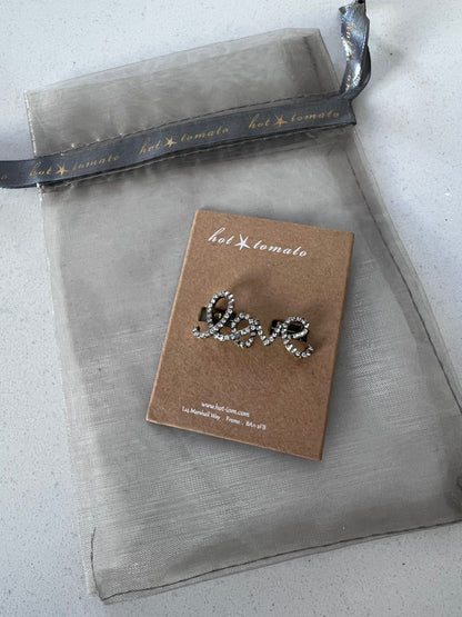 Silver/Diamanté FLORAL Hair Clip